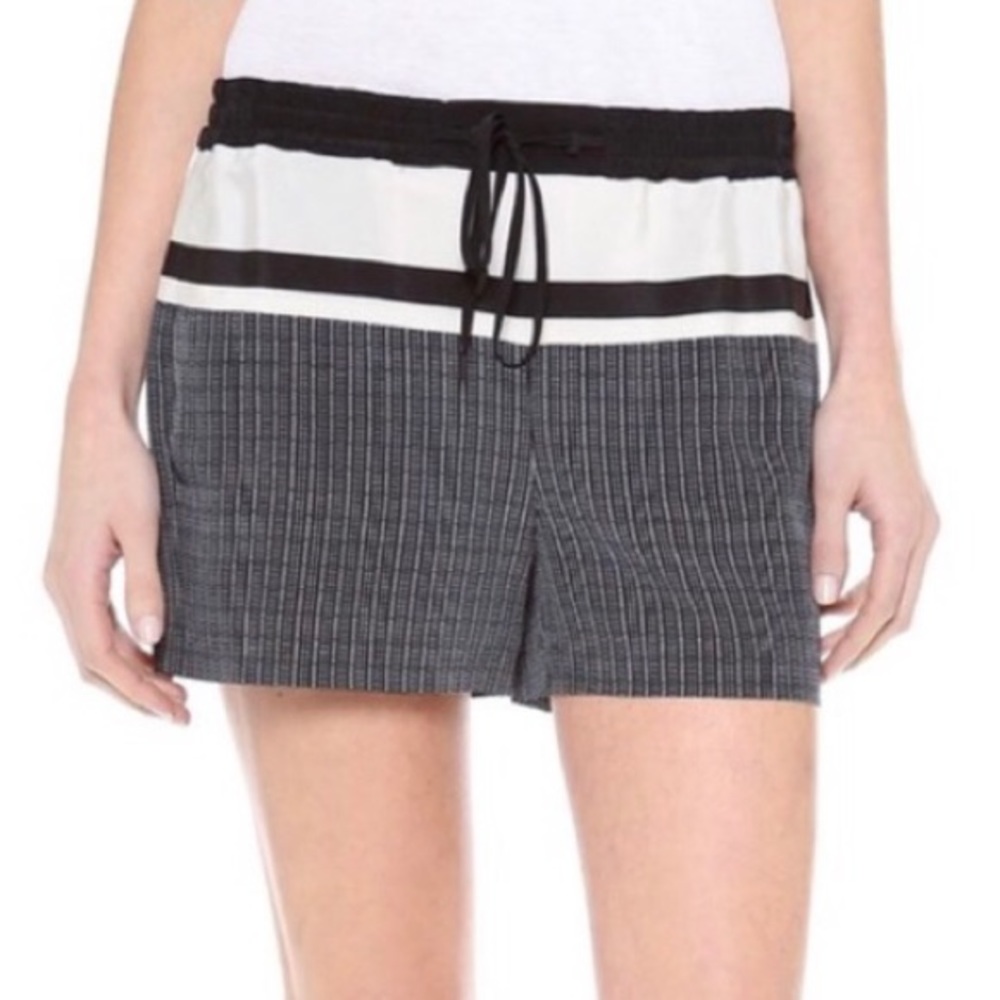 Vince black and ivory striped silk shorts Sz S